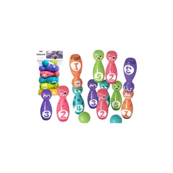 Lean Toys Bowling Set Smiley Balls Colored 10pcs