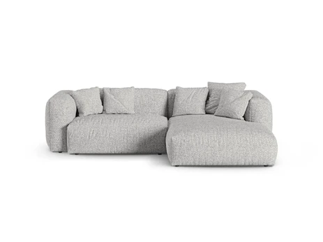 Boucle Modular Right Corner Sofa, "Martina", 2 Seats, 280x176x75, Silver