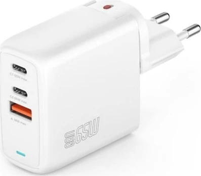 Įkroviklis GaN Flex 65W 2 USB-C+1 USB-A baltas (baltas)