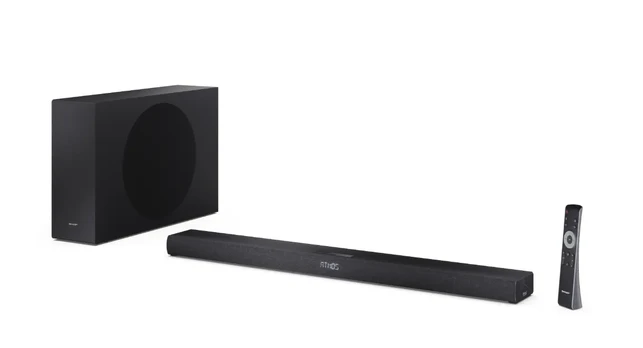 Sharp HT-SBW320 2.1ch Ultra-slim Dolby Atmos / DTS Virtual:X Soundbar with Wireless Subwoofer | Sharp