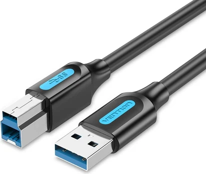 USB 3.0 A-B kabelis Vention COOBI 3 m juodas PVC