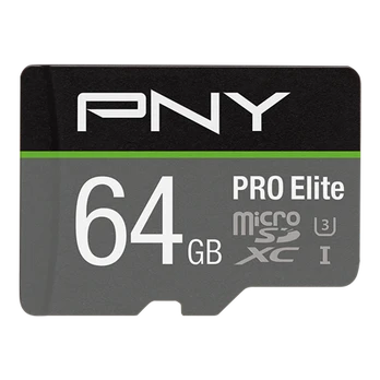PNY 64GB microSDXC Pro Elite + Adapteris (100MB/s, Class 10, U3, V30)