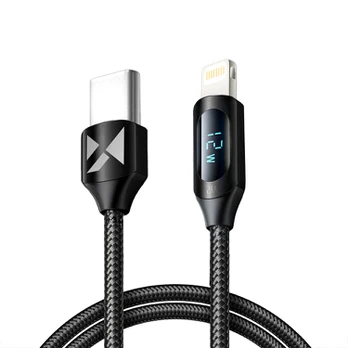 USB-C cable - Lightning Wozinsky WUCLC1 with LED display 36W 1m - black