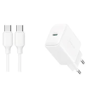 Baltas 20W 1xUSB-C pakrovėjas + USB-C - USB-C 100cm laidas "Joyroom JR-TCF20"
