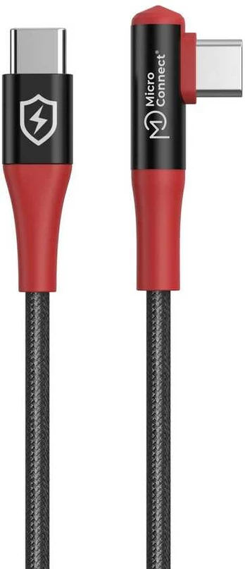 Kabelis USB MicroConnect USB-C - USB-C 1.5 m Juodai-raudona (Safe Charge Angled USB-C to C)