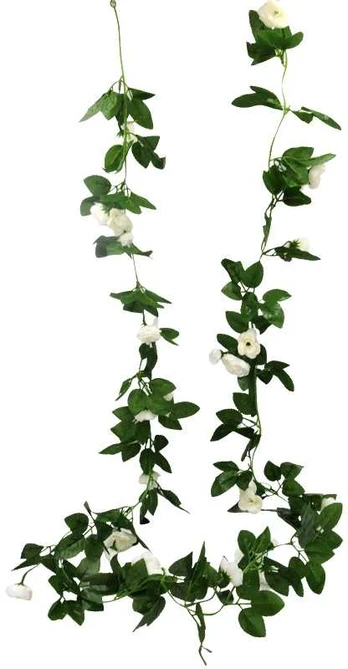 Dirbtinių rožių girlianda, 220 cm - Balta
