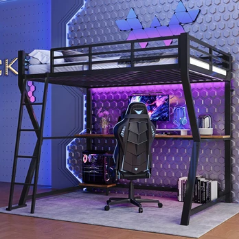 Aukšta lova, 90x200 cm, LED apšvietimas, stalas, USB, 1 vnt