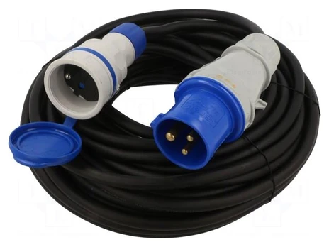 Extension lead | 3x2.5mm2 | Sockets: 1 | rubber | black | 20m | 16A