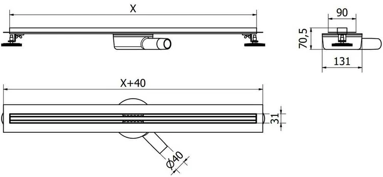 Dušo latakas Mexen Flat 360 Slim, Chrome, 180 cm