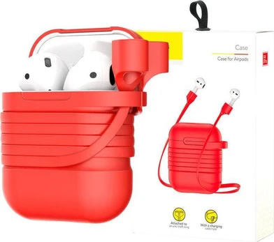 Baseus apsauginis dėklas, skirtas AirPods + dirželis raudonas