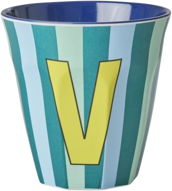 Rice - Melamine Cup with the Letter V - Mėlyna and Žalias - Medium - 250 ml