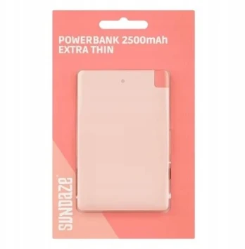 Powerbank 2500mah extra thin Sundaze, rožinis