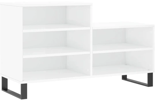 Spintelė batams, balta, 102x36x60cm, apdirbta mediena, blizgi