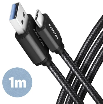 Axagon Data and charging USB 3.2 Gen 1 cable lengh 1 m. 3A. Black braided. | BUCM3-AM10AB