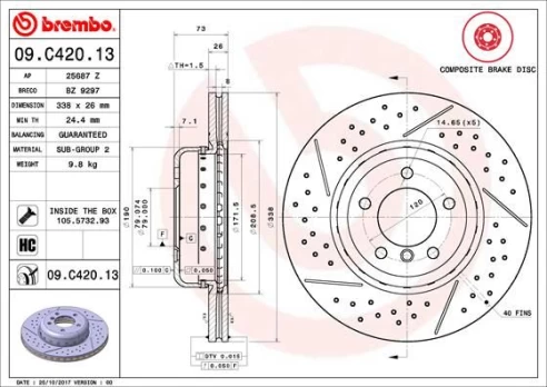 Stabdžių diskas BREMBO 09.C420.13