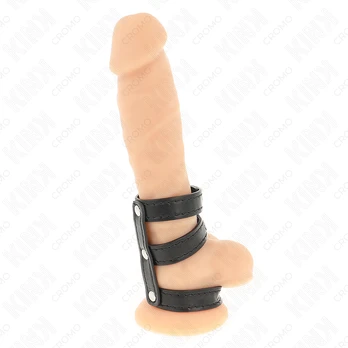Kink Ring Power KINK - TRIPLE LEATHER PENIS RING WITH PRESSURE CLOSURE