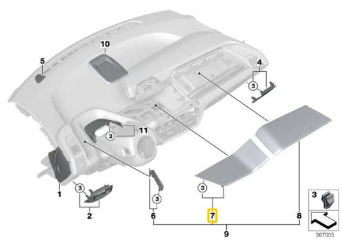 Bmw I3 I01 Vidurinis Andesitsilber I Panelis Originalus 51169287417