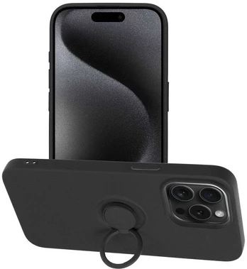 Dėklas Oem SILICONE RING Case for IPHONE 15 PRO MAX juodas