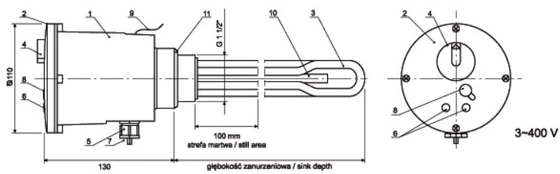 Kaitinimo elementas Elektromet EJK 6000 W (trifazis-400 V)