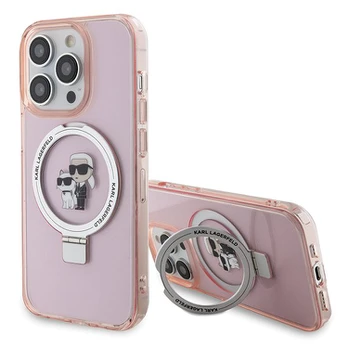 Karl Lagerfeld Ring Stand Karl&Choupettte MagSafe Back Case for Apple iPhone 15 Pro Max
