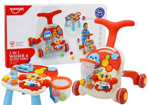 Lean Push Toy Interactive Educational Table 2in1 Raudona
