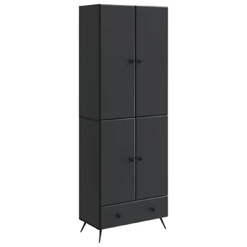 Spintelė 2 pcs Juoda Apdirbta mediena