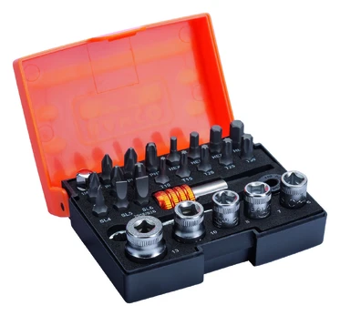 Bahco Bit set with bits, sockets, ratchet, adaptors,holder