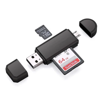 USB SD / Micro SD kortelių skaitytuvas OTG adapteris