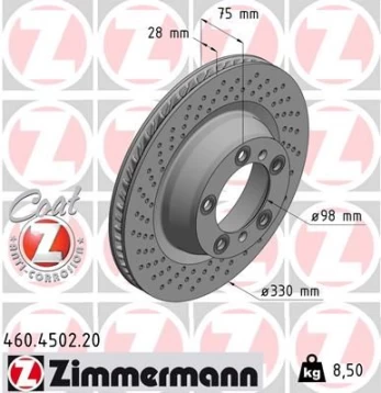 Stabdžių diskas ZIMMERMANN 460.4502.20