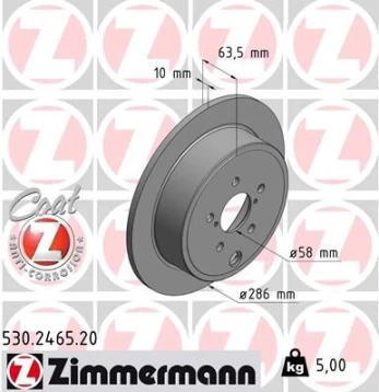 Stabdžių diskas ZIMMERMANN 530.2465.20