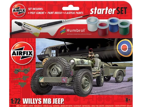 Airfix - Willys MB Jeep dovanų komplektas, 1/72, A55117A