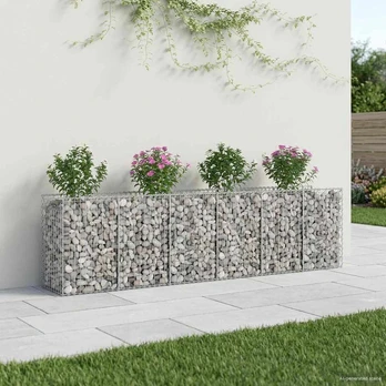 Gabioninė pakelta lova 2 pcs Sidabro 300 x 50 x 80 cm