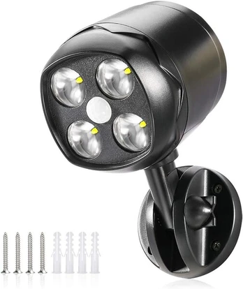 Lauko LED prožektorius su judesio jutikliu IP65, baterinis, 1 vnt.
