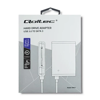 Adapteris Qoltec Hard Drive Adapter USB 3.0 USB 3.0, SATA 3, juoda