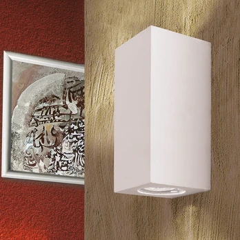 Keraminis sieninis šviestuvas "Cube", baltos spalvos, aukštis 15,5 cm