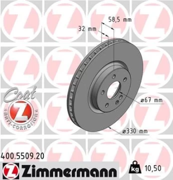 Stabdžių diskas ZIMMERMANN 400.5509.20