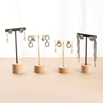 Papuošalų stovas, Wooden Bottom Black Medium Earring Holder