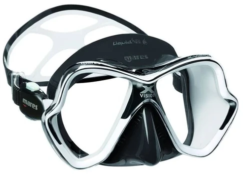 Nardymo kaukė Mares X-Vision Chrome LiquidSkin balta