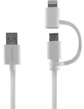 THOMSON TH2IN1CABLEW - szybki kabelis 2 w 1 - Lightning i micro USB, 1m, balta