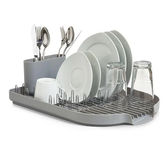 Zeller Dish Drain Rack, metal chromed/pilkas plastikas