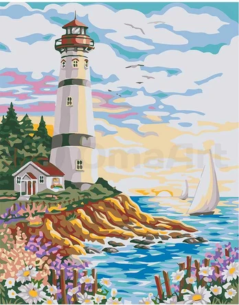 Omaart Lighthouse on the sea shore