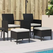 Dvivietė sodo sofa su staliuku/taburetėmis, juoda, poliratanas kaina