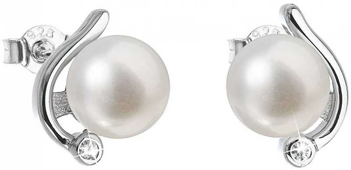 Evolution Group Sidabrinis stud earrings with real Pavona pearls 21038.1M