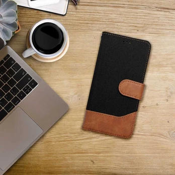 Dėklas JEANS Book for IPHONE 16 Plus juodas