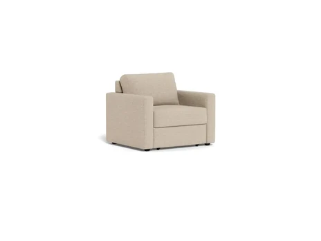 Fleury sofa bed w/armrest, Seat beige Basel 24, Base PP black, 105x88x85 cm