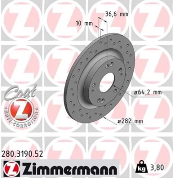 Stabdžių diskas ZIMMERMANN 280.3190.52