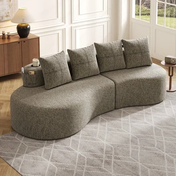 Lininis sofa, 240x109x60 cm, 250 kg, su 4 pagalvėmis