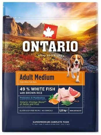 Ontario Adult Medium žuvis & Brown ryžiai 2,25kg