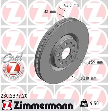 Stabdžių diskas ZIMMERMANN 230.2377.20