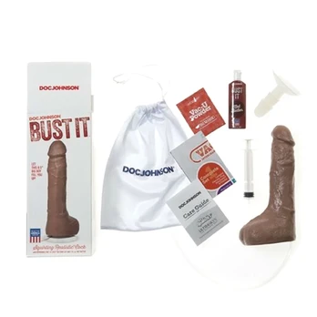 Doc Johnson Bust It realistinis dildo su skysčio išpurškimu, baltas, 21,6 cm